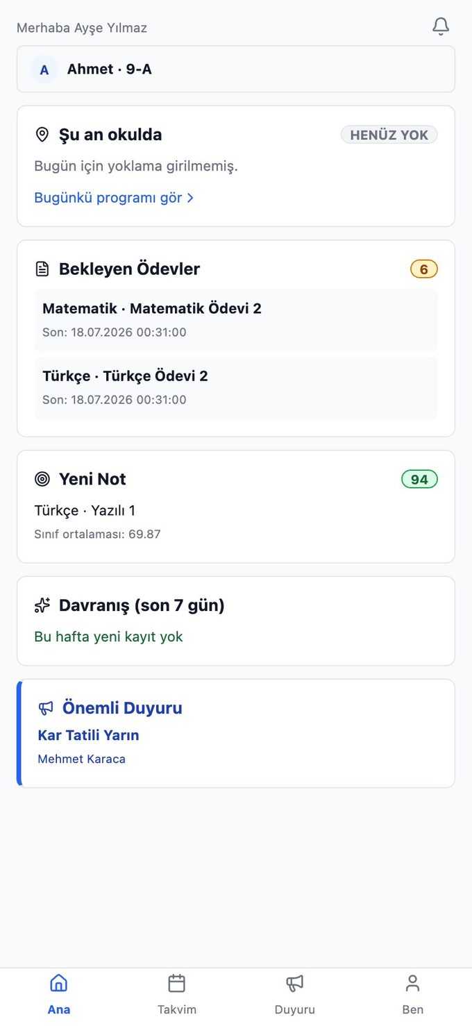 izokul veli paneli — çocuğun günü tek ekranda